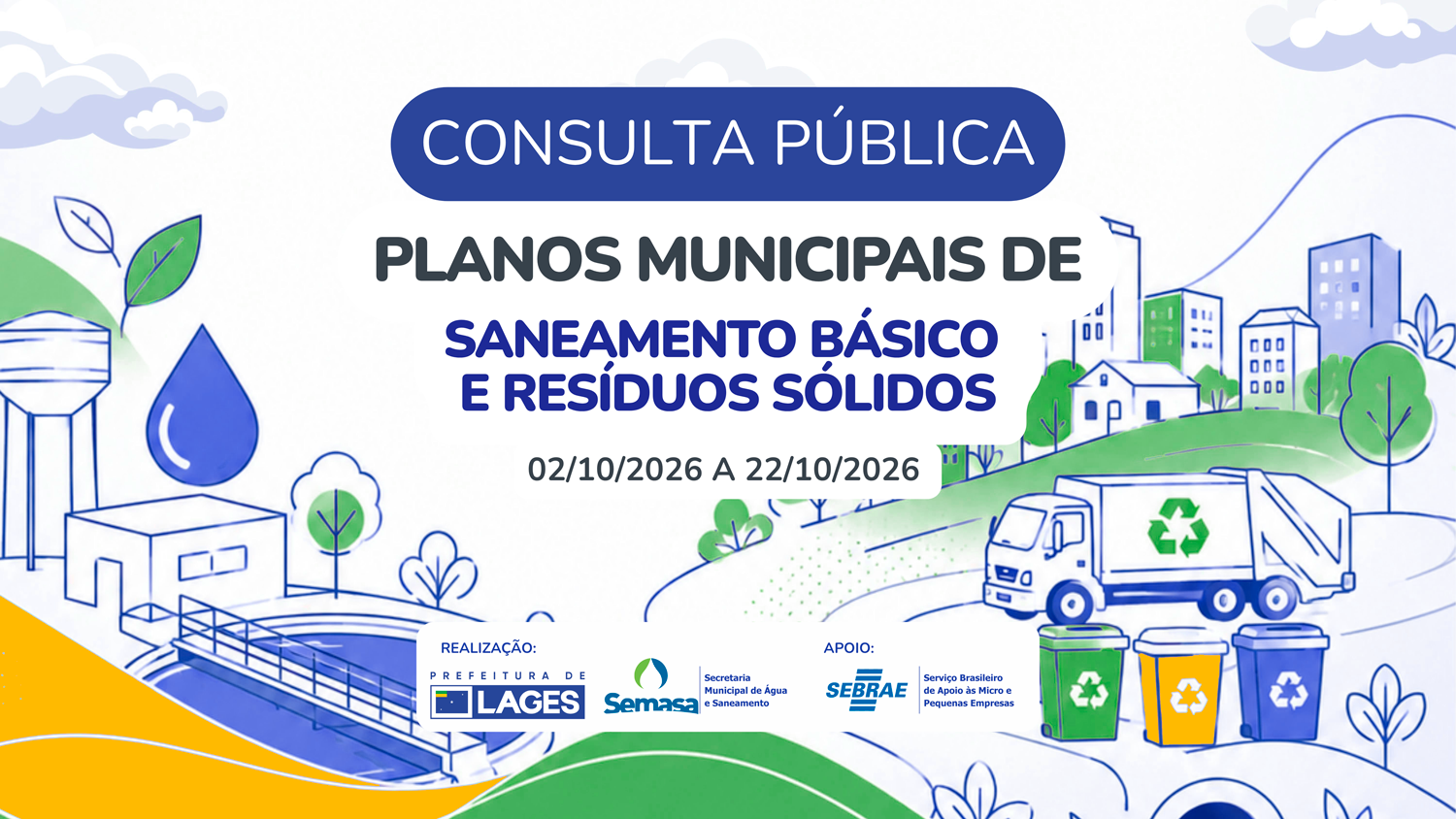 Amanhã! Nesta quinta-feira (22 de outubro) encerra período para consulta pública sobre Plano Municipal de Saneamento Básico e será data de audiência pública